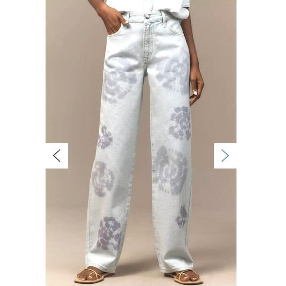 Anthropologie Pilcro Sunset High-Rise Straight-Leg Jeans Size 23 Tall Tie Dyed - Picture 1 of 11